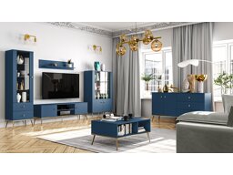Set mobili soggiorno Madison AF111 (Blu scuro + D'oro)