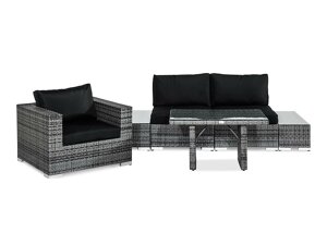 Conjunto de muebles de exterior Comfort Garden 1420 (Negro + Gris)