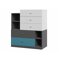 Commode Omaha F118 (Grafiet + Wit + Turquoise)