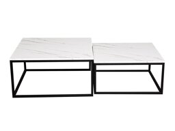 Komplet klubskih mizic Oswego 101 (Beli marmor + Črna)
