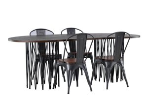 Маса и столове за трапезария Dallas 3909 (Черен + Кафяв)