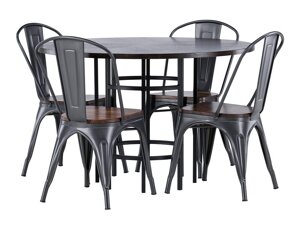 Маса и столове за трапезария Dallas 3921 (Черен + Кафяв Черен + Кафяв)