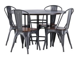 Маса и столове за трапезария Dallas 3921 (Черен + Кафяв)