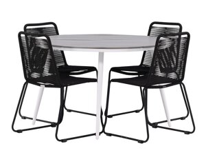 Stalo ir kėdžių komplektas Dallas 3925 (Balta + Pilka)