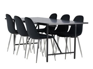 Маса и столове за трапезария Dallas 3964 (Черен + Сребро)