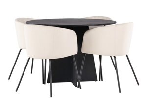 Маса и столове за трапезария Dallas 4006 (Сметана + Черен)