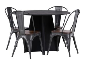 Маса и столове за трапезария Dallas 4018 (Черен + Кафяв)