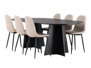 Маса и столове за трапезария Dallas 4033 (Beige + Черен)