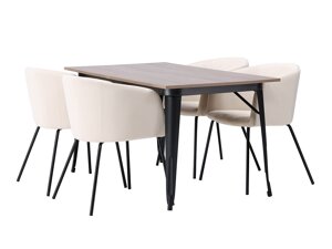 Маса и столове за трапезария Dallas 4044 (Сметана + Черен)