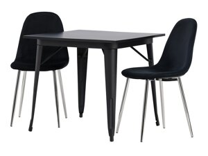Маса и столове за трапезария Dallas 4051 (Черен + Сребро)