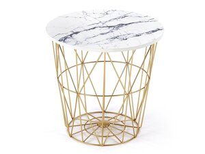 Klubska mizica Houston 1454 (Zlata + Beli marmor)