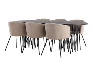 Маса и столове за трапезария Dallas 4063 (Beige + Черен)
