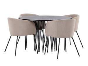 Маса и столове за трапезария Dallas 4068 (Beige + Черен)