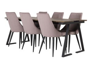 Маса и столове за трапезария Dallas 4074 (Dusty розово + Черен)