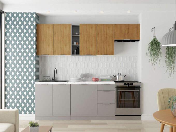 Conjunto de cocina Comfivo 117 , 240x60cm, Encimera, Aglomerado laminado