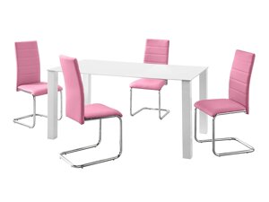 Маса и столове за трапезария Denton 1130 (Бял + Роза)