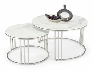 Komplet klubskih mizic Houston 1503 (Srebrna + Beli marmor)