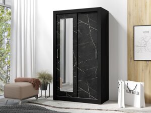 Garderobna omara Omaha 127 (Črni marmor + Črna)