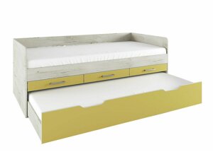 Krevet Portland AA102 (Bijeljeni hrast + Žuta)