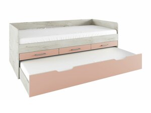 Krevet Portland AA102 (Bijeljeni hrast + Ružičasta)