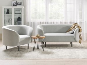 Комплект мека мебел Berwyn 124 (Бял + Черен)