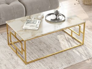 Žurnālu galdiņš Kailua 1258 (Zelta + Balts marmors)