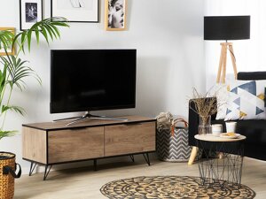 Tv τραπέζι Berwyn 168 (Μαύρο + Ανοιχτό χρώμα ξύλου)