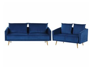Set mobilier tapițat Berwyn 206 (Albastru + De aur)