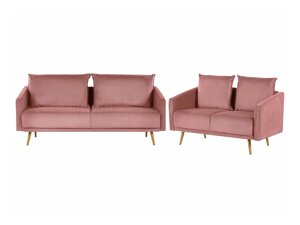Комплект мека мебел Berwyn 206 (Златно + Роза)