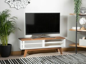 Τραπέζι Tv Berwyn 210 (Άσπρο + Σκούρο ξύλο)