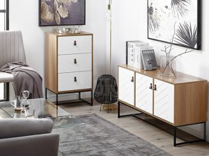 Мебелен комплект Berwyn B106 (Бял + Черен + Ярък дърво)