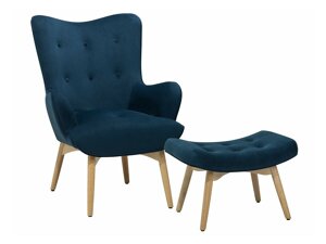 Πολυθρόνα Berwyn 450 (Μπλε + Ανοιχτό χρώμα ξύλου)