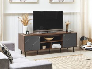 Tv τραπέζι Berwyn 490 (Σκούρο ξύλο + Γκρι)