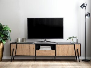 Tv τραπέζι Berwyn 544 (Σκούρο ξύλο + Μαύρο)