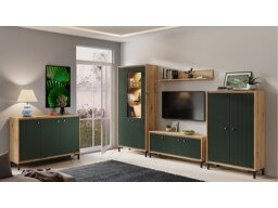 Set mobili soggiorno Reno J107 (Verde + Rovere Artisan)