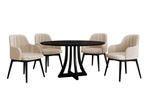 Маса и столове за трапезария Racine 128 (Черен + Magic Velvet 2250)