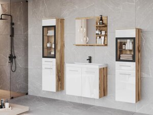Fürdőszoba garnitúra Sarasota 141 (Wotan tölgy + Fényes fehér)