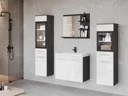 Fürdőszoba garnitúra Sarasota 141 (Matera szürke + Fényes fehér)