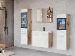 Badezimmer-Set Sarasota 141 (Wotan eichenholzoptik + Weiß glänzend)