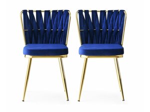 Kėdžių komplektas Kailua 1648 (Tamsi mėlyna + Auksinė)