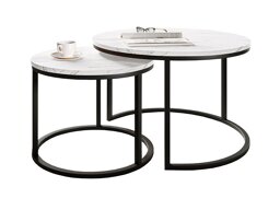 Komplet klubskih mizic Oswego 103 (Beli marmor + Črna)
