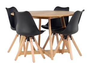 Маса и столове за трапезария Dallas 4323 (Черен + Ярък дърво)