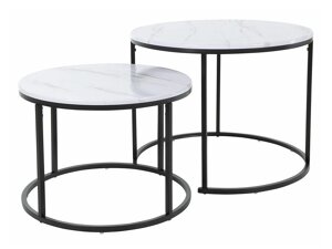 Conjunto de mesa de centro Richardson 116 (Marmore branco + Preto)