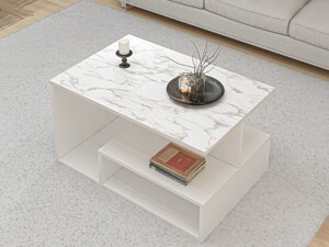 Žurnālu galdiņš Kailua 1810 (Balts + Balts marmors)
