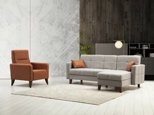 Conjunto de muebles tapizado Altadena C119 (Naranja + Gris claro)