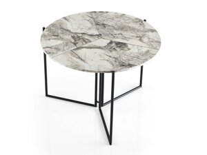 Zložljiva miza Kailua 424 (Beli marmor + Črna)
