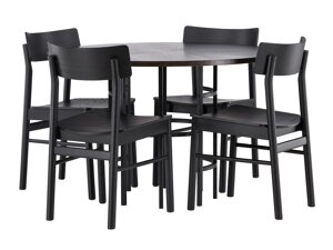 Маса и столове за трапезария Dallas 4336 (Черен + Кафяв)
