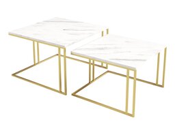 Conjunto de mesa de centro Oswego 110 (Marmore branco + Dourado)