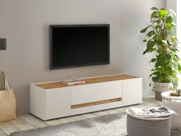 TV-Tisch Lewiston K116 (Weiß + Wotan eichenholzoptik)