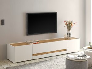 TV-Tisch Lewiston K117 (Weiß + Wotan eichenholzoptik)
